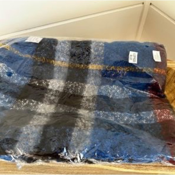 Love of Fashion Blue Checker Plaid Blanket Scarf - Picture 4 of 4